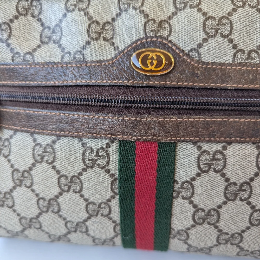 GUCCI VINTAGE GG MONOGRAM CANVAS LEATHER WOMEN'S SHOULDER CROSSBODY BAG - Picture 8 of 12